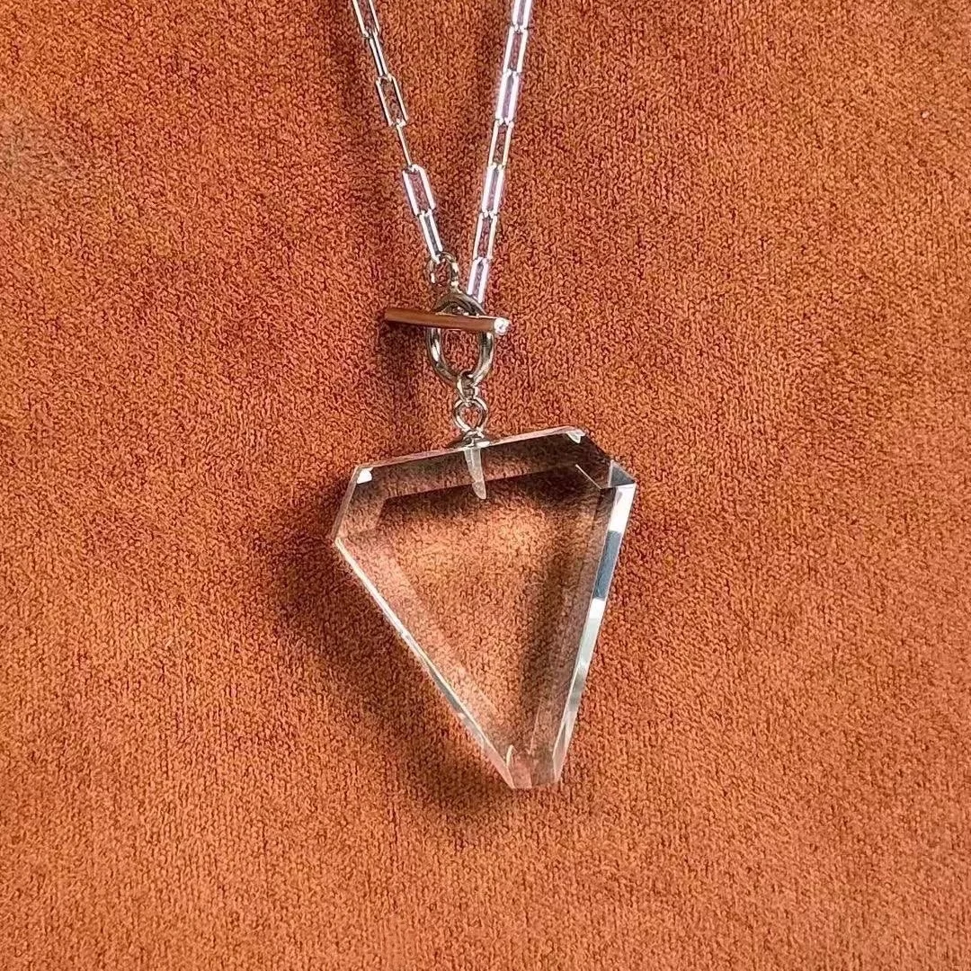 

1 шт. Fengbaowu натуральный камень кварцевый кулон треугольной формы стерлингового серебра 925 пробы Рейки целебный камень ювелирные изделия подарок для женщин и мужчин