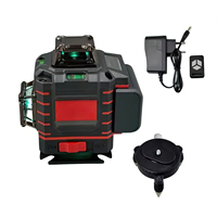 16-Line 3D Green Beam Laser Level Self-Leveling 360° Horizontal/Vertical w/Rechargeable Battery & Case for Construction Leveling