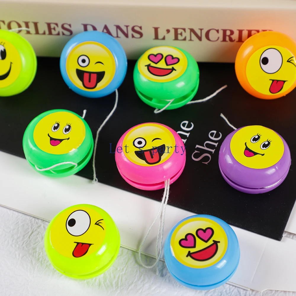 15Pcs Cartoon Mini Face plastic Yoyo Yo Yo Gadget Outdoor Toys for Kids Birthday Party Favors Pinata Fillers Kindergarten Prizes