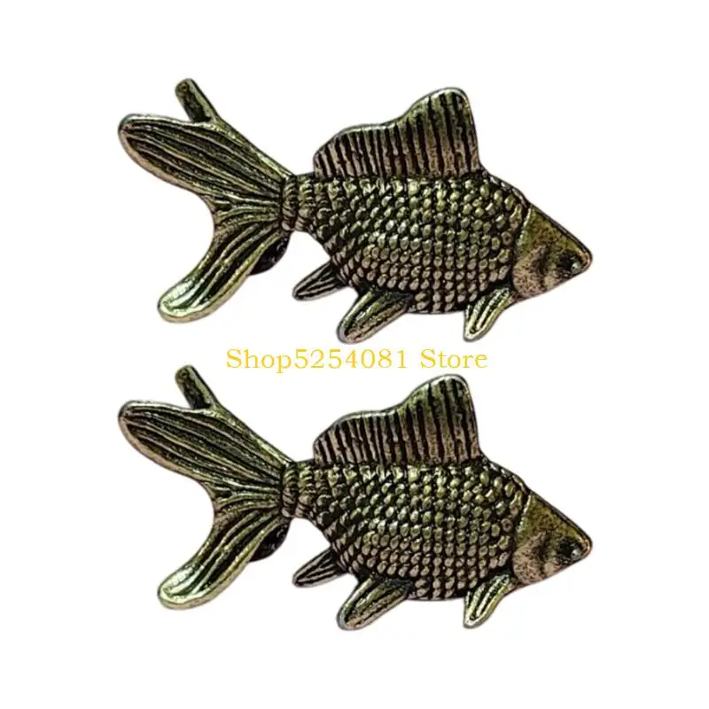 AXYC Raised Scale Goldfishes Figurine for Tabletop Styling, Brasses-Tone Decorative Miniature Fish Accent for Desks, Shelves and