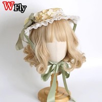 Original multi-color lolita elegant flat hat Top hat flower wedding tea Party gorgeous Chinese eclectic reminisce like water gra