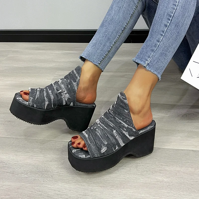 

Shoes for Women 2023 Fashion Fish Mouth Shoes Women's Slippers Summer Solid Color Hot Sale Platform Slippers Women Zapatos New