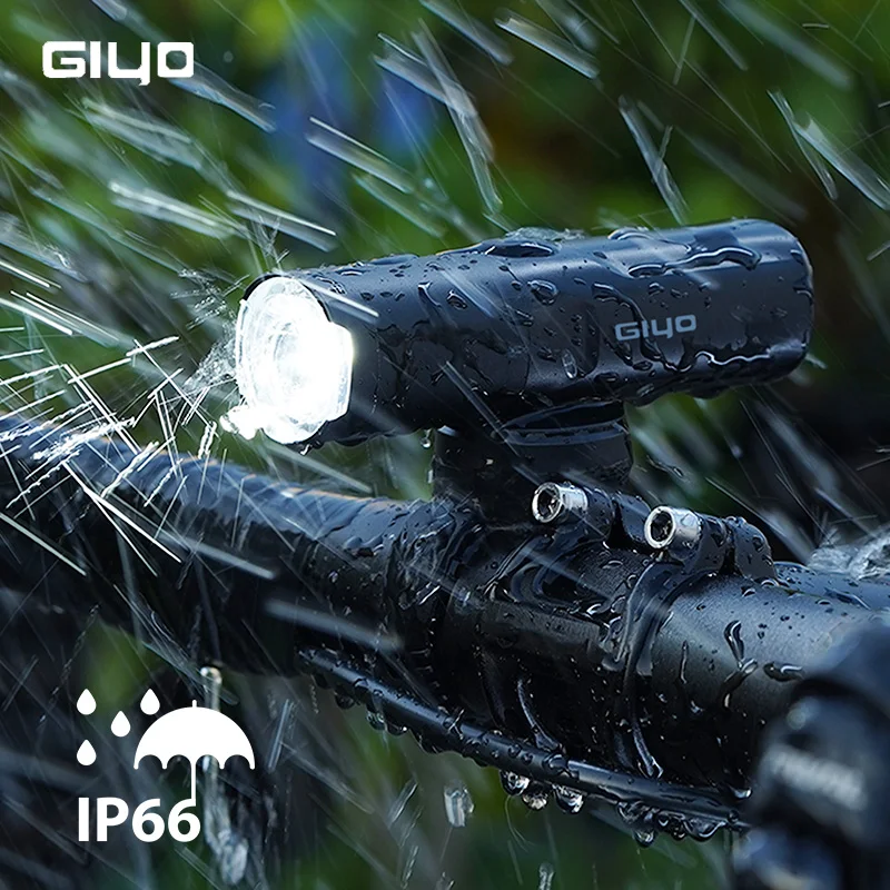 GIYO Cycling Front Light 400-1500LM Bicycle Flashlight With Rotated Lens  Anti-glare IP66 Waterproof Type-C Rechargeable Lamp