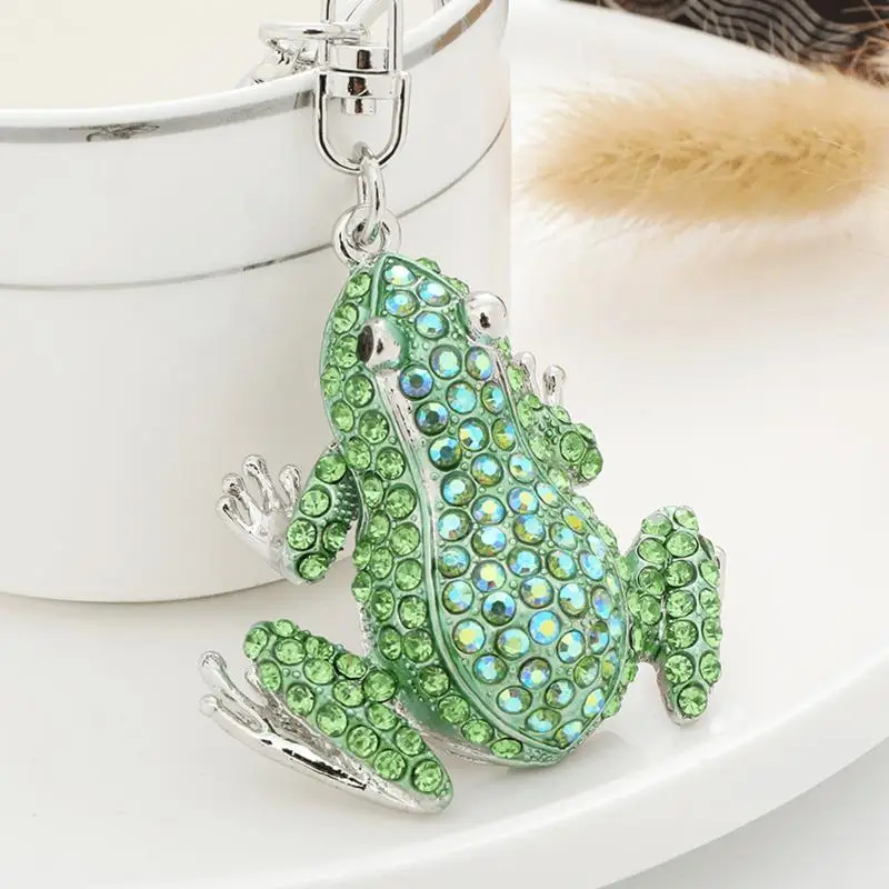 1 Stück Unisex 5-Farben-Strass-Tier-Schlüsselanhänger, Niedlicher Kronen-Frosch-Schlüsselanhänger für Frauen, Modische Geschenke – Detail 12