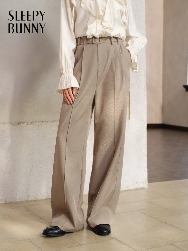 

Женские плиссированные брюки прямого кроя с высокой талией, свободные, драпированные, повседневные, для работы, элегантные офисные брюки для женщин