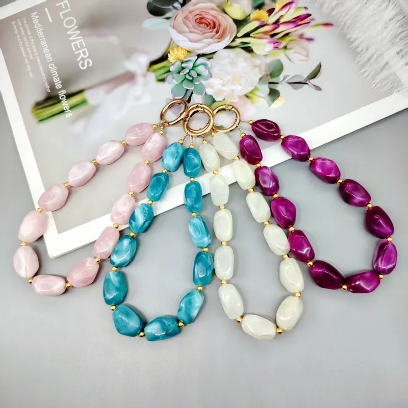 Dyeing Color Imitation Stone Phone Chain Keychain