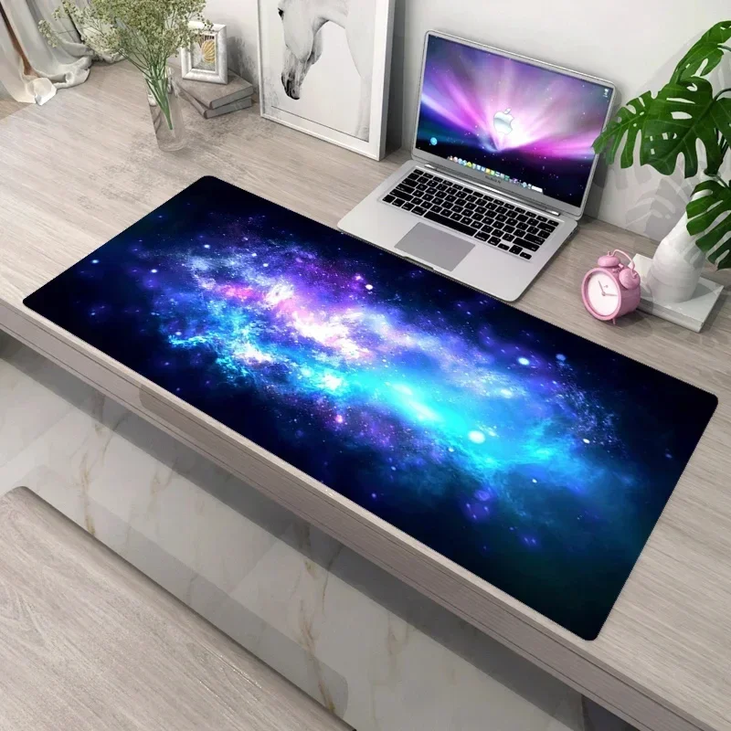 Nebula Mousepad Large,Gaming Desk Mat Space Galaxy, Purple Blue Planet Nerdy Aesthetic,xxl Long Wide Extended Deskmat Mouse Pad