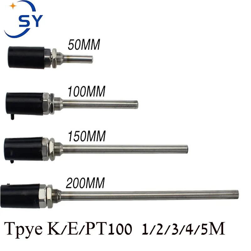 K/E Type Thermocouple Temperature Rod PT100 Sensor Platinum Thermal Resistance Waterproof M12 Oven Temperature Control