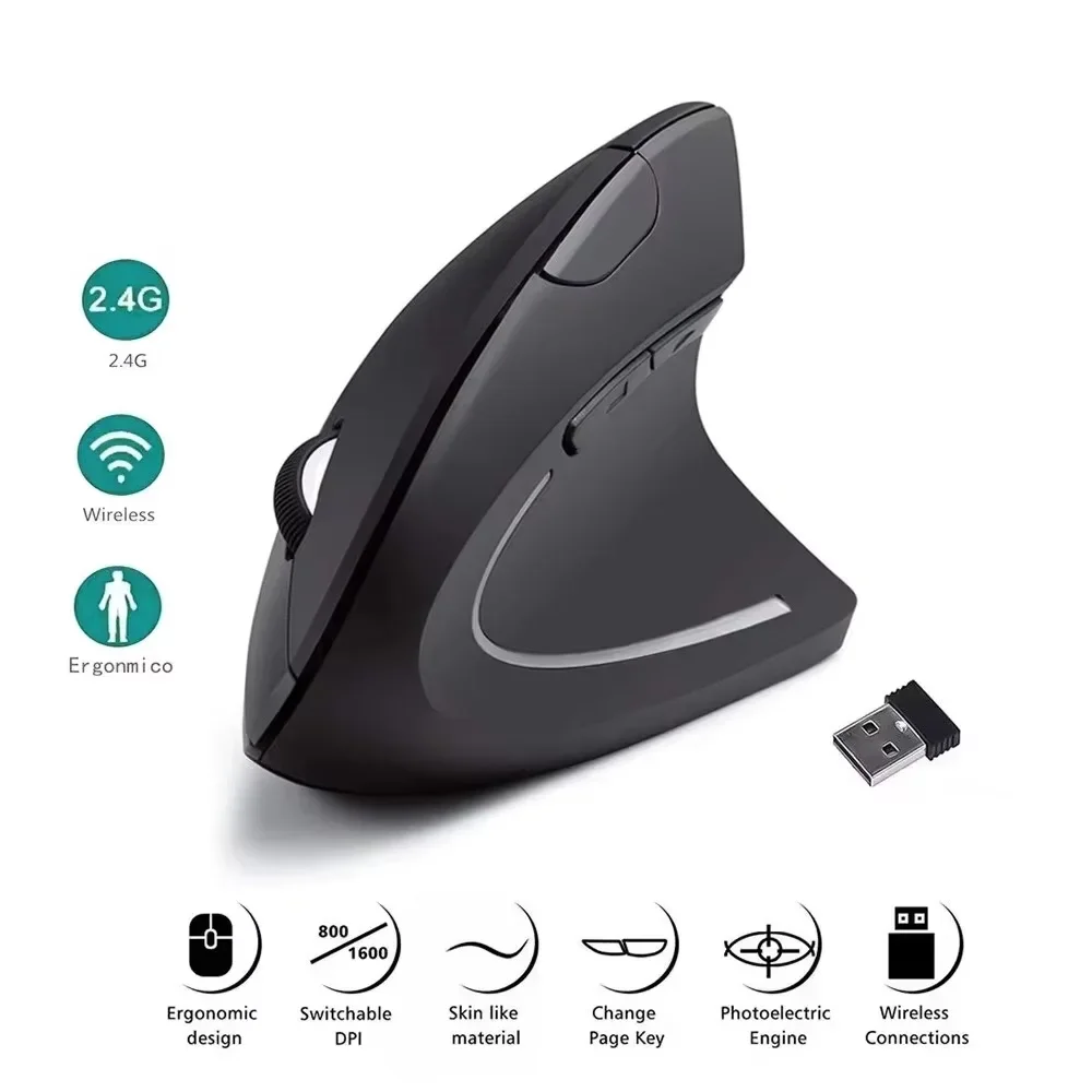 

Вертикальная беспроводная Bluetooth-мышь с регулируемым разрешением (DPI), эргономичная, с персонализированным боковым захватом, 2.4G, бесшумная, для игр, универсальная