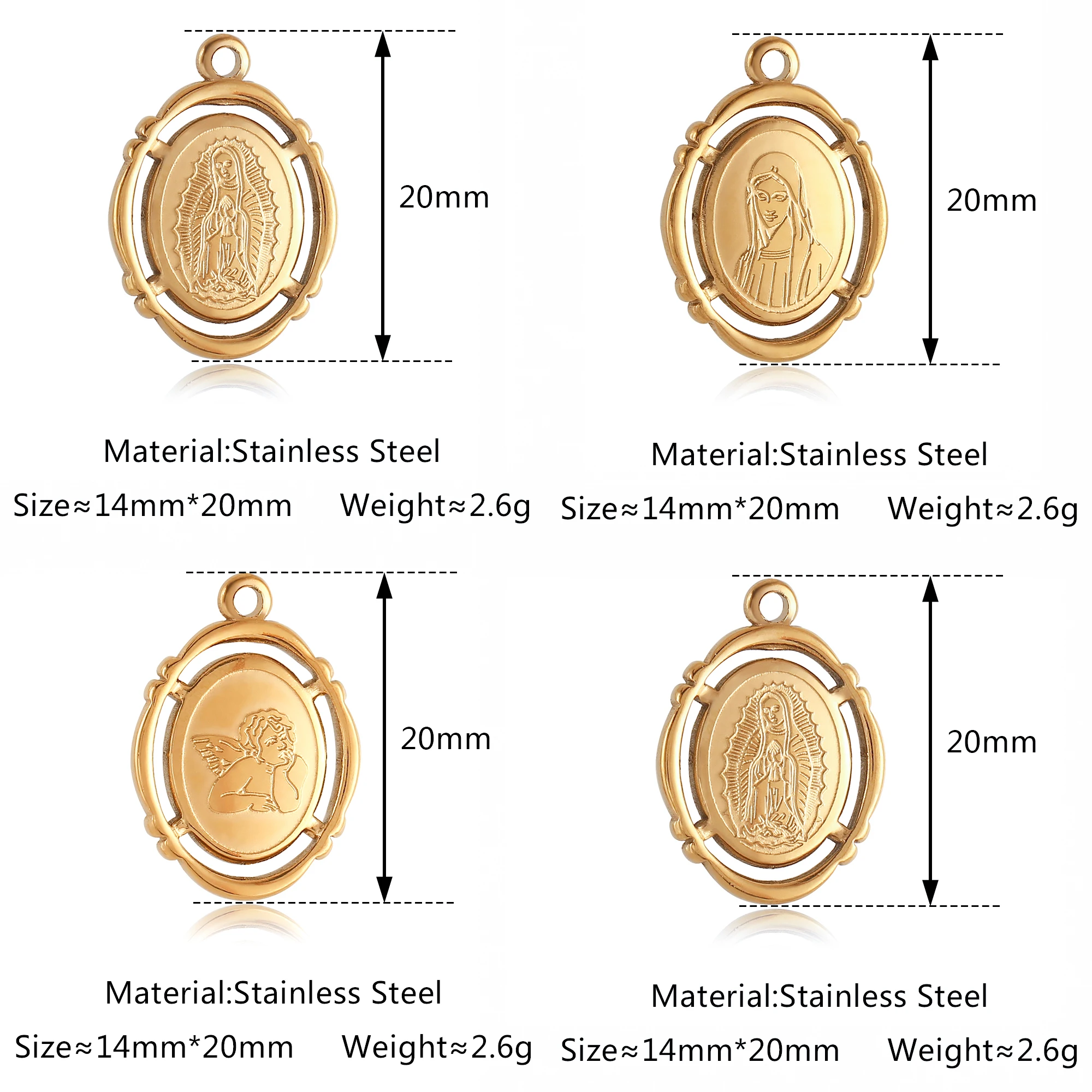 3Pcs Stainless Steel Angel/Virgin Mary Charms for Bracelet Earrings Necklace Pendants Making Handmade DIY Jewelry Making Finding - Image 2