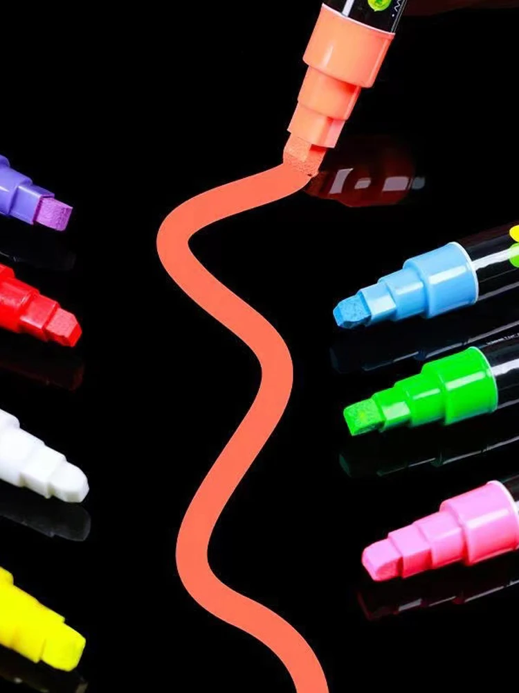 8 Color/set LED Highlighter Fluorescent Marker Pens Erasable Chalk 5/6/8/10mm Stationery For LED Writing Board Painting Graffit image 6