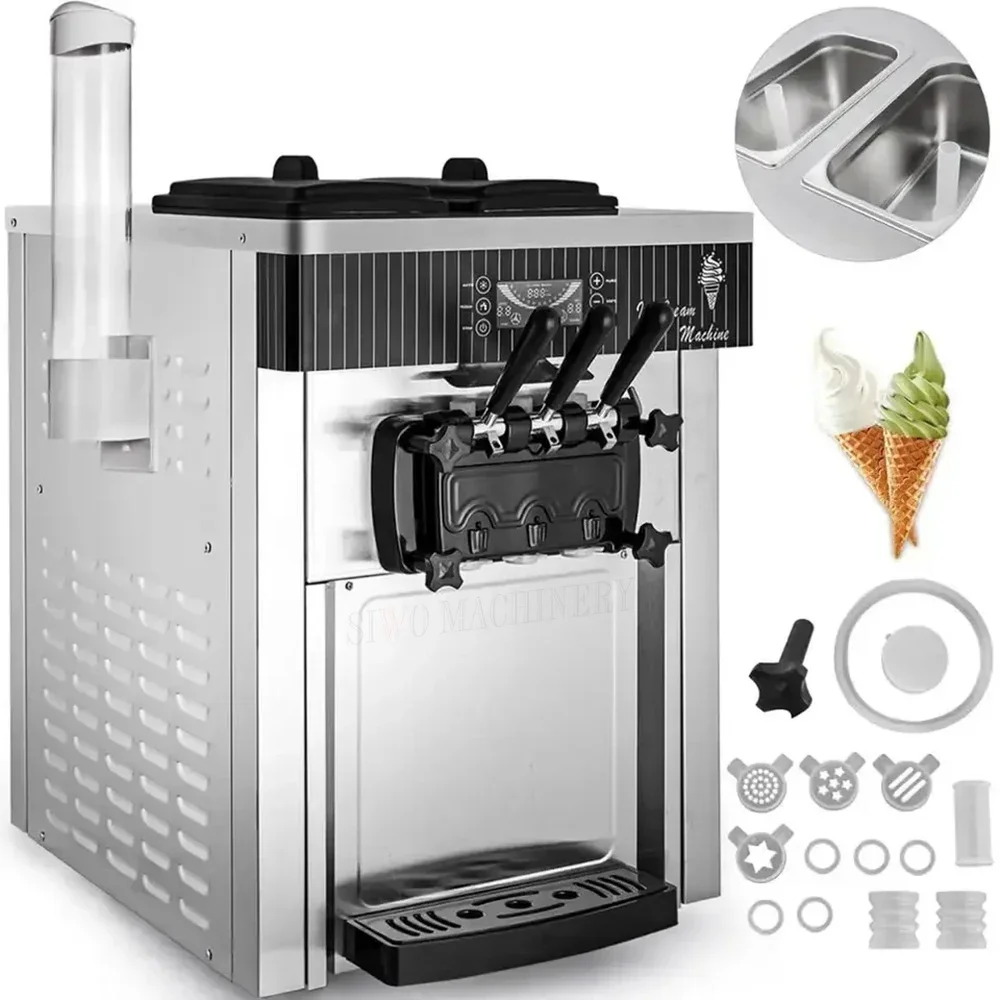 Three Flavor Soft Ice Cream Machine Household Commercial Soft Serve Ice Cream Maker Ice Cream Machine