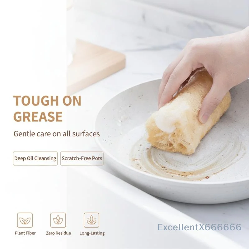Loofah Exfoliating Scrubber Soft Non-Abrasive Dish Brush for Cleaning Dishes Fruits Veggies Home Kitchen