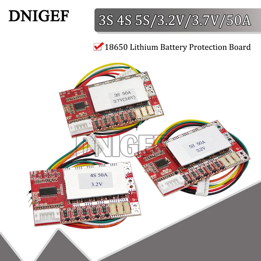 DNIGEF 3S 4S 5S 50A 18650 Lithium Battery Protection Board 3.2V PO4 battery BMS board with Balance