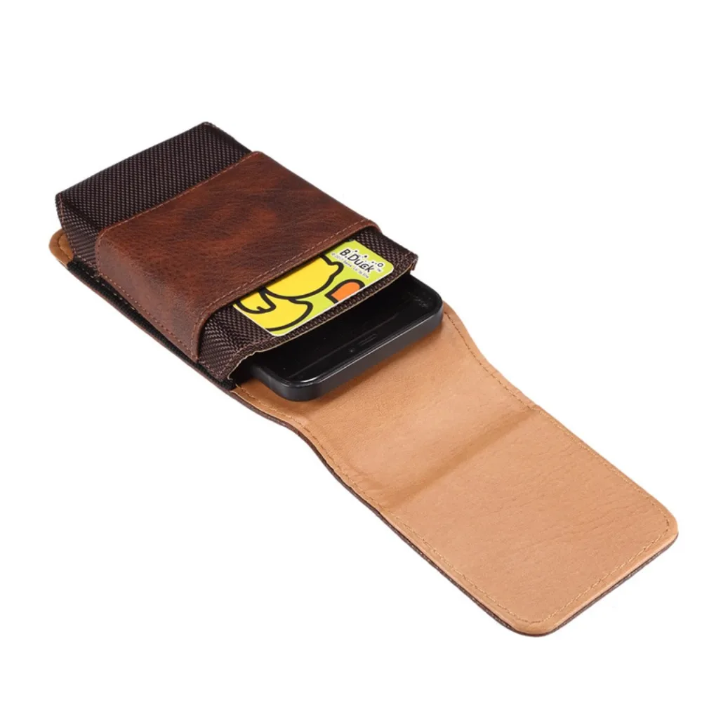 PU leather Oxford cloth splice flip phone bag wear belt Fanny pack vertical magnetic buckle multi-functional Fanny pack 3