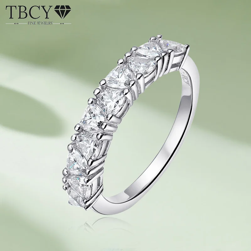 

TBCYD 1CT D Color Triangle Cut Moissanite Wedding Band For Women GRA Certified 925 Sterling Silver Eternity Ring Luxury Jewelry