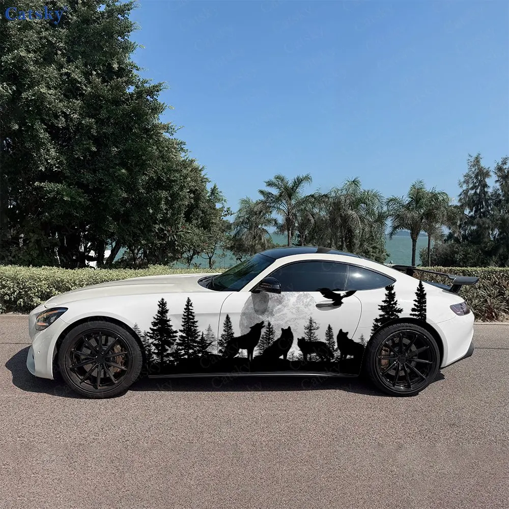 

2pcs Timberwolves Splash Decal, Durable, Fade-Resistant, Enhance Vehicle Aesthetic With Bold Design Car Vinyl Wrap
