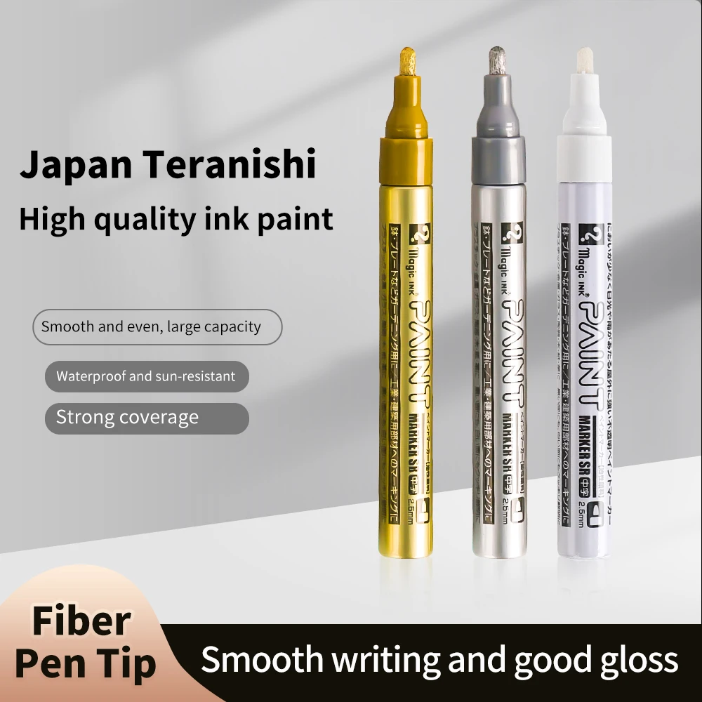 1.2mm/2.5mm Permanent Paint Pen Tire Markers Rubber Car Tyre Tread Markers Pens Quick Dry Waterproof 2/3Pcs for DIY Metal Rocks
