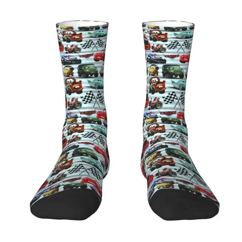 Lightning McQueen Car Race Men Women Crew Socks Unisex Kawaii 3D Print Dress Socks