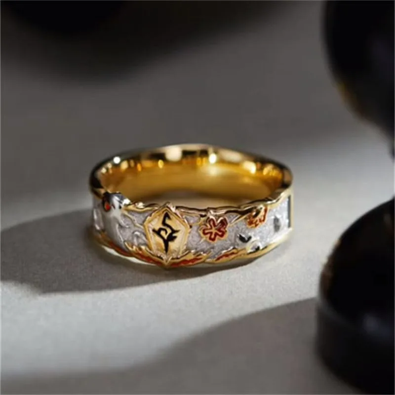 Genshin Impact Hu Tao Exquisite Personalized Rings with The Same Style As The Peripheral Characters of Games Fashion Jewelry