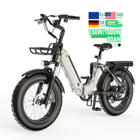 Eu Usa Warehouse Ready Stock V20 Electric Bike 1000W 20Inch Fat Tire E-Bike 250W Folding Ebike Electric Bicycle Adult Fatbike