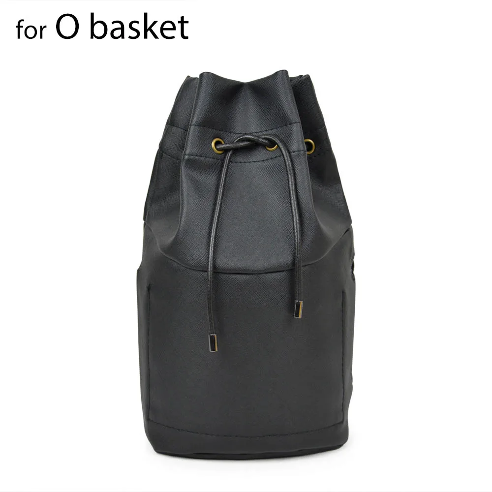 Tanqu New Pure Color Drawstring PU leather Inner Pocket Lining for Obasket Obag Handbag Insert for O Basket O Bag