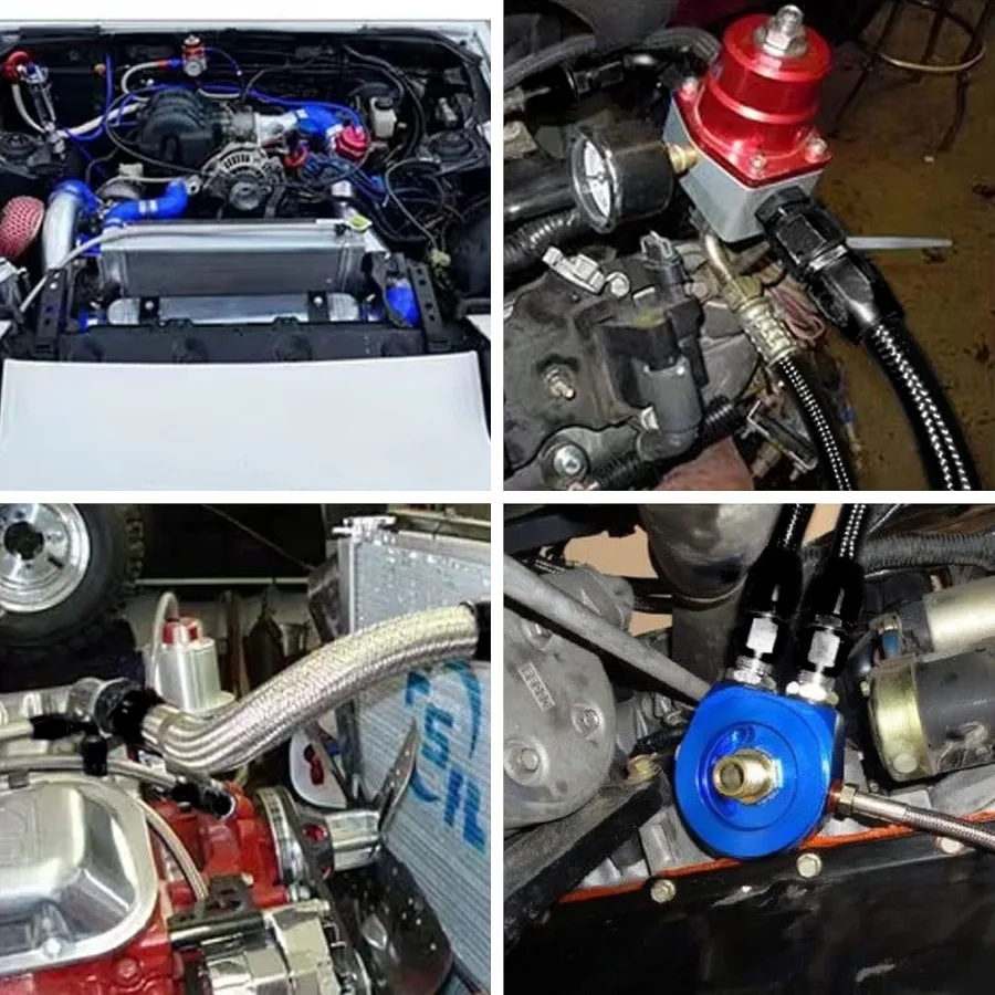 10AN مجموعة خط الوقود مع خرطوم خط الوقود المضفر من النايلون CPE 20FT و12 قطعة طقم مهايئ تركيب خرطوم الوقود لـ HighPerformanc