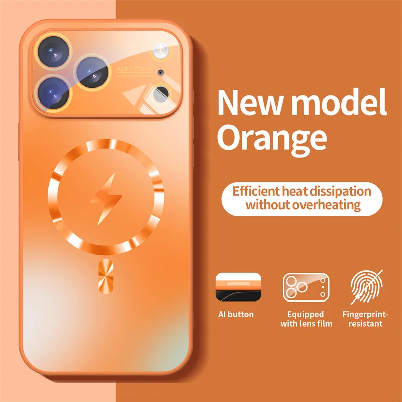 

For Magsafe Glass Lens Frosted Magnetic Phone Case For iPhone 11 12 13 14 15 16 17 Pro Max Wireless Charging Shockproof Cover