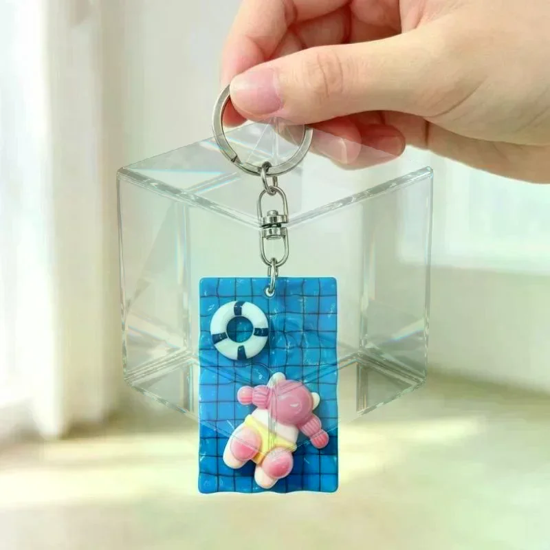 Cute Cartoon Swimmer Girl Pool Keychain Swimming Pendant Keyring Car Key Ring Bag Charm Backpacks Purses Pendant Party Gift