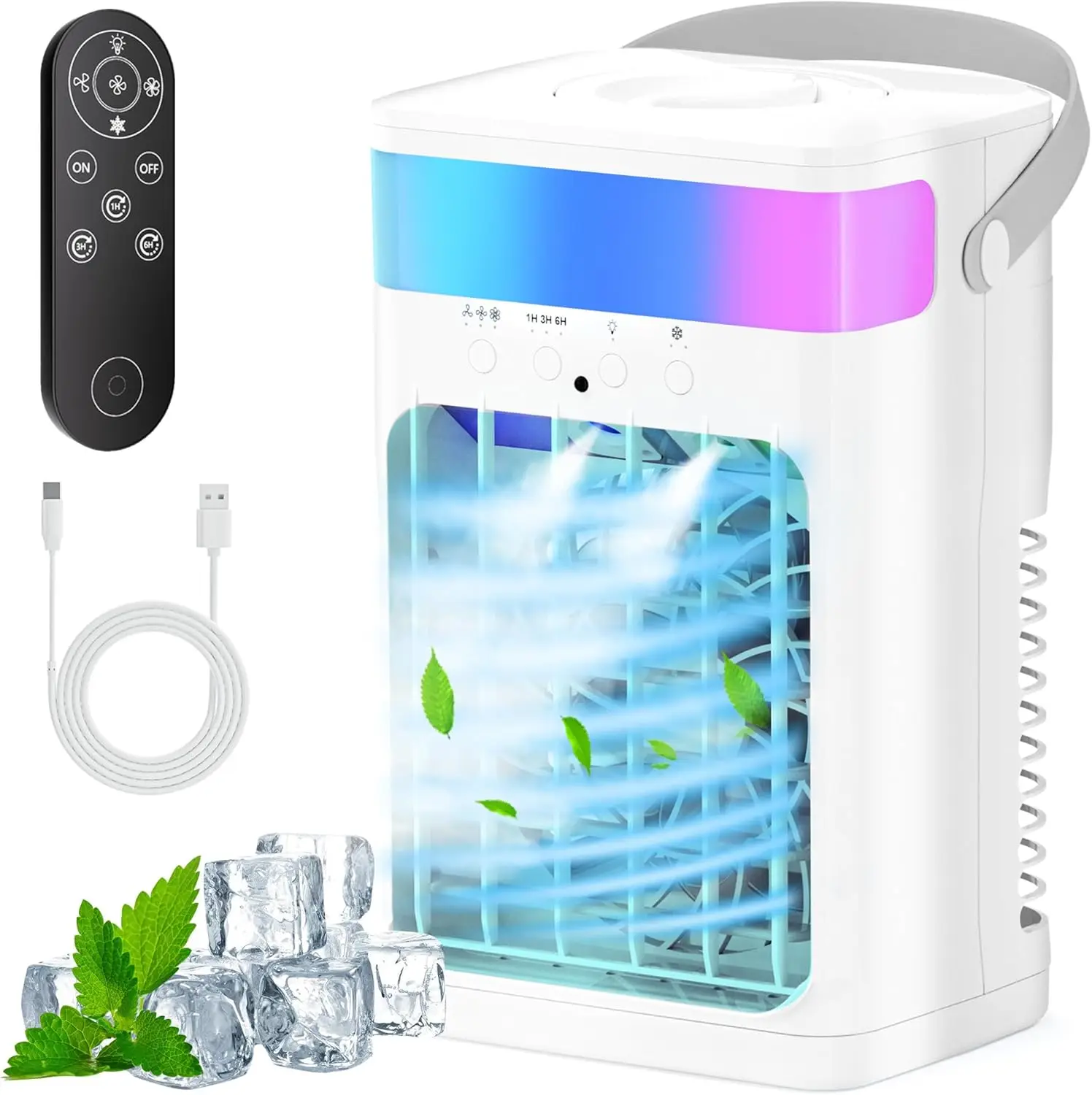 

Portable air conditioner, fan, with three speed settings and three modes, 1500 milliliters water tank, suitable for home use