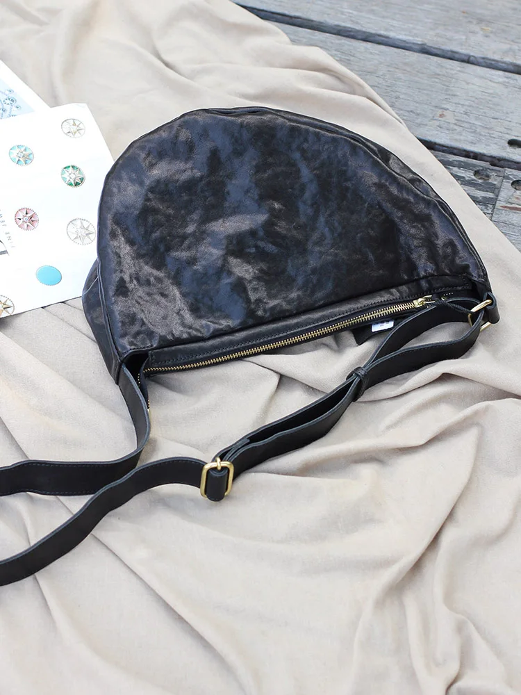 Vintage Fashion Leather Women's Bag Soft Cowhide Shoulder Crossbody Bag Casual Simple Style Casual Leisure Handbag