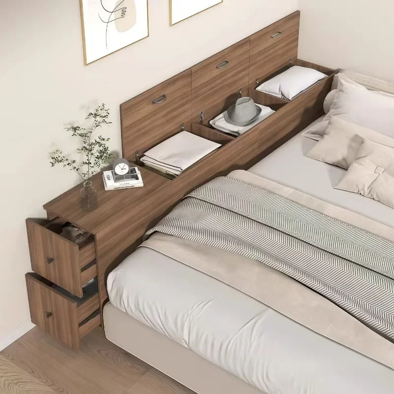 Solid wood bedside table against the wall Long bedside table Tatami crevice storage