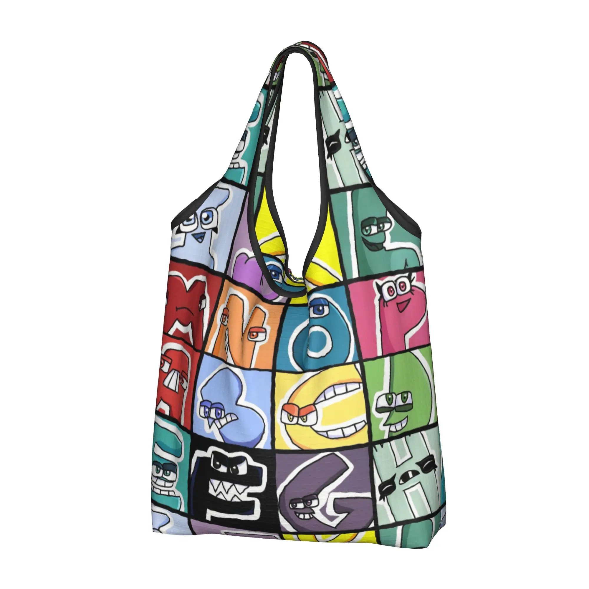 Recycling A-Alphabetes Hot Cartoon Shopping Bag Women Tote Bag Portable Cartoon Manga Groceries Shopper Bags