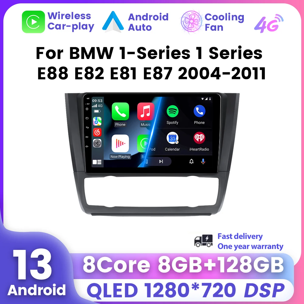 UIS7862 Wireless Carplay Android AUTO For BMW 1Series E81 E82 E87 E88 AT 2004-2012 Car Multimedia Radio Player Small Cooling Fan