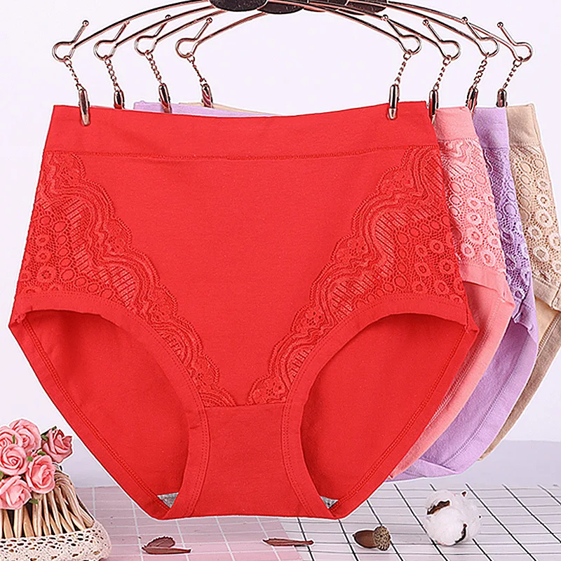 Plus Size Middle-aged Women's Panties High Waist Fat Cotton Briefs Middle Aged and Elderly Women's Underwear Made of Cotton