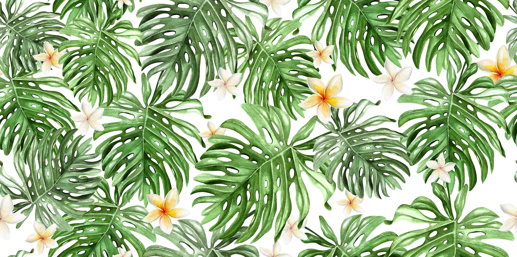 Customized leaf wallpaper Nordic minimalist hand-painted tropical leaves small fresh TV sofa background wall 3d wallpaper