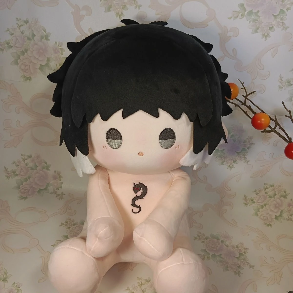 

Anime Game Bungo Stray Dogs Ryunosuke Akutagawa Cosplay Cartoon 40cm Cotton Doll Furry Naked Baby Sitting Position Gift