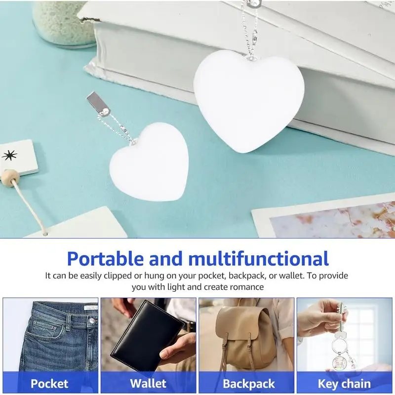 

LED Handbag Light Sensor Activated Automatic Lamp Heart Shaped Touch Sensor Purse Night Light with Keychain Xmas Gifts for Women