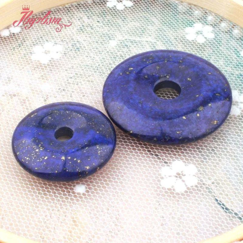 25,40,50mm Round Donut Rings Blue Lapis Lazuli Natural Stone Beads for DIY Necklace Bracelet Pendant Charms Jewelry Making 1 Pcs