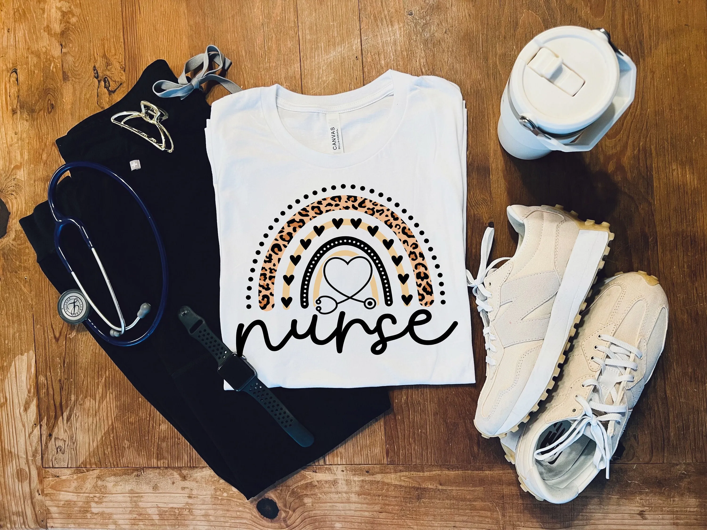 

Rainbow Nurse T Shirt Life for Week Registered Leopard Print
