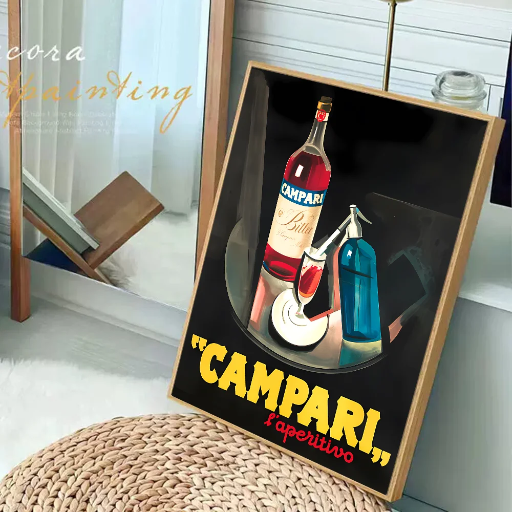 Vintage Campari Drink Self-adhesive Art Poster HD Quality Wall Art Retro Posters For Home Home Decor