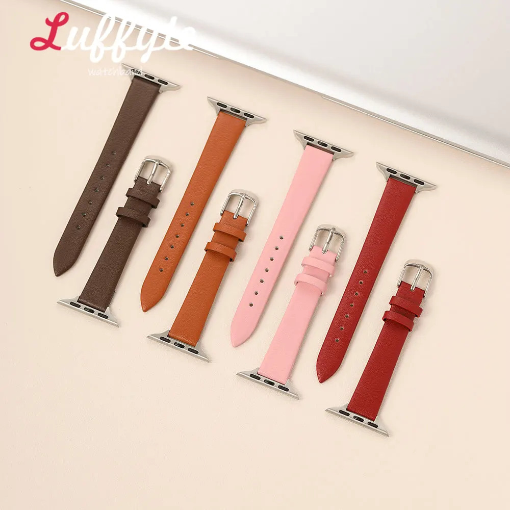 Niedliches Damen-Uhrenarmband aus Kunstleder für Apple Watch 1-11 Ultra SE 3 2 1 für iwatch 38–49 mm, weiches, ultradünnes Armbanduhrenarmband