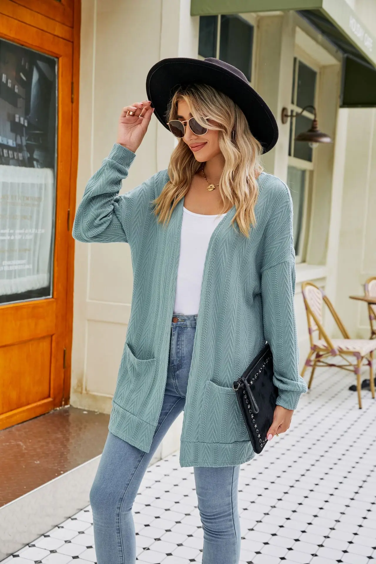 2023 Autumn Women\'s New Solid Office Commuter Knitwear Long Sleeve Cardigan Casual Comfortable Versatile Sweater Coat