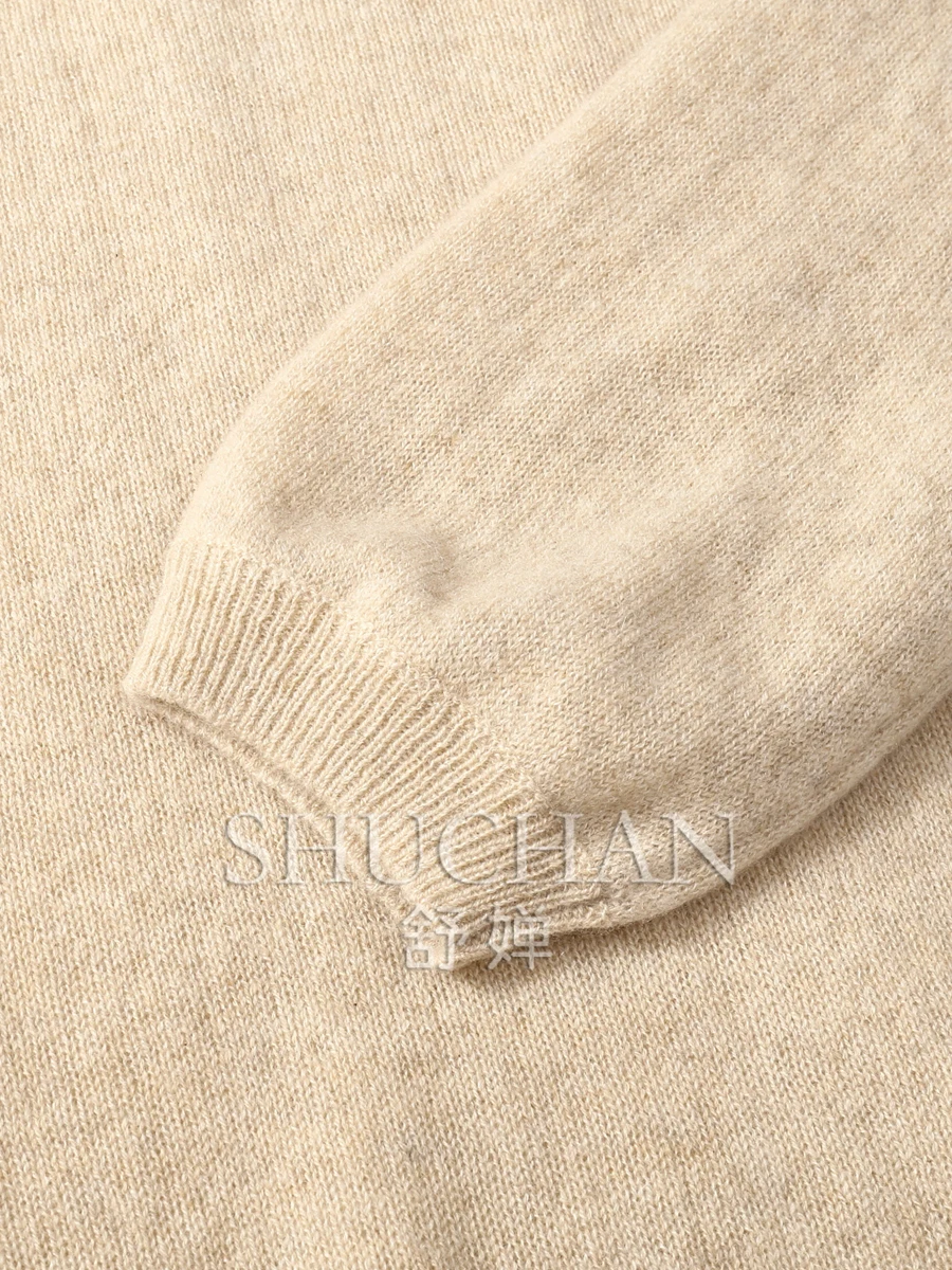 Thin 100% Pure Cashmere Pullover Women's Round Neck Loose Pullover Loose Knitted Solid Color Sweater Women