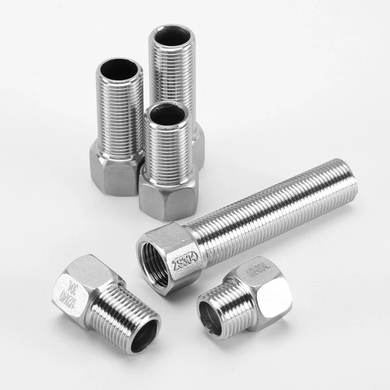 

1/2 Inch BSP Male Female Thread Direct Extension Pipe Fitting Connector 304 Stainless Steel Hex Socket Adapter Lengths 32-100mm