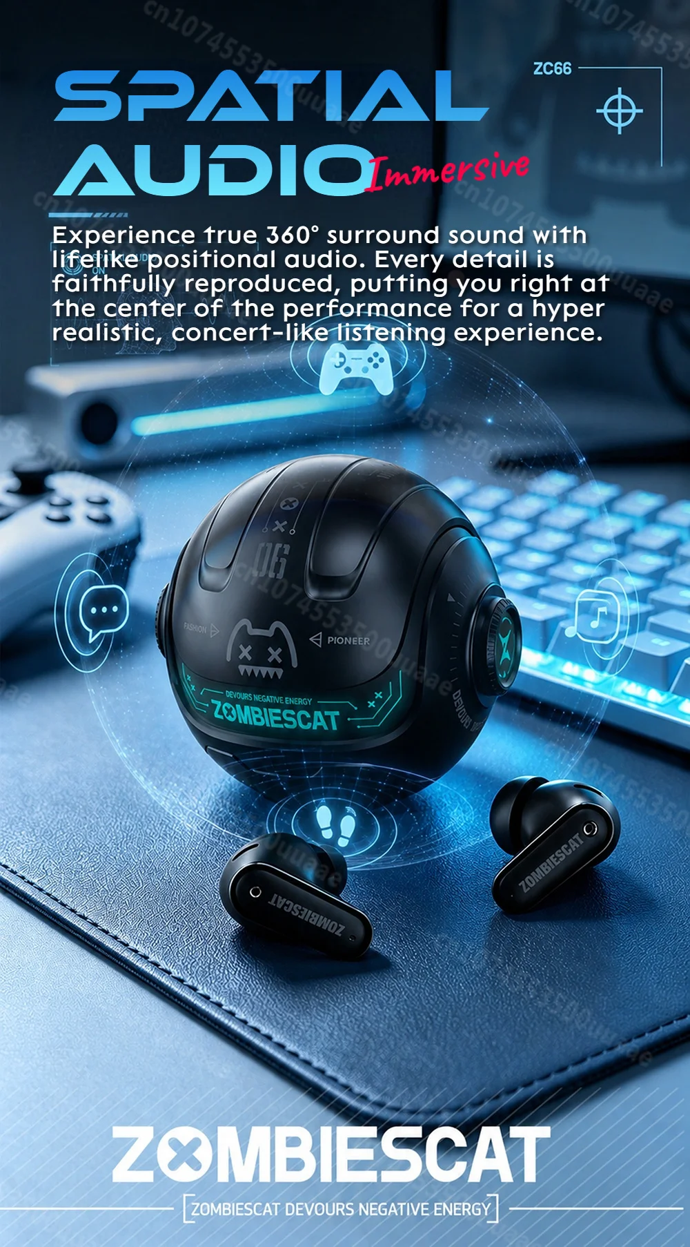 Zombies Cat B26 Alloy Mecha ANC Ohrhörer -45dB Aktive Geräuschunterdrückung Bluetooth 6.0 Kopfhörer KI-Übersetzung Kopfhörer mit APP – Detail 4