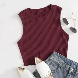 O-neck Knitted Top Women Y2K Tank Top Half Neck Vest Female Sleeveless Sweater Chic Cut Out Streetwear Solid Skinny Tube Top