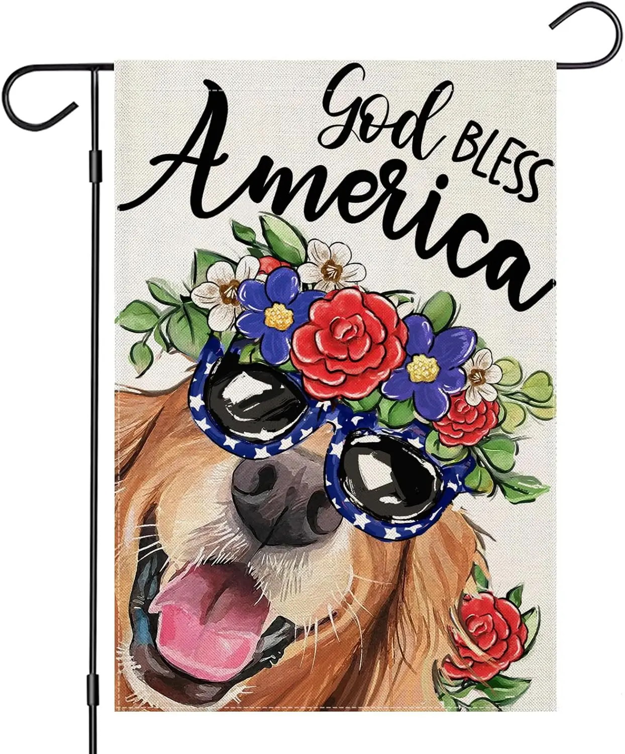 Happy 4th of July Garden Flags for Outside, Patriotic Golden Retriever Small Summer Decoration for Holiday Yard Independence hhz