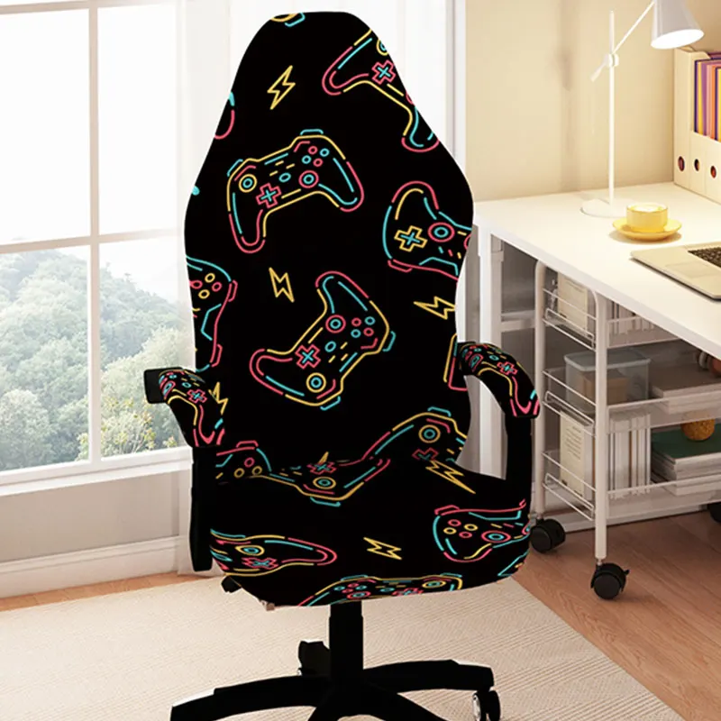 

Gaming Chair Cover Soft Elasticity Armchair Printing Split Dustproof Stretch Slipcovers Rotating Lift Computer Seat Chair Cover