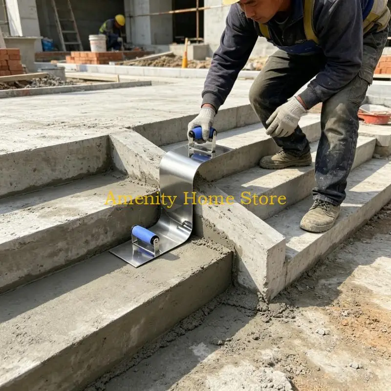 

F26C Stainless Steel Z Concrete Edger With Ergonomic Grip Curb Hand Tool For Construction And Roadside Work
